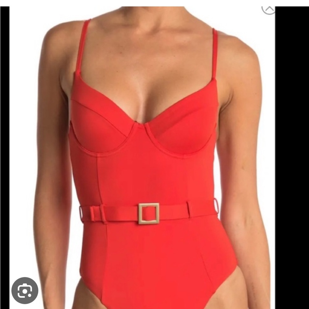 Red we wore what Danielle one piece swimsuit